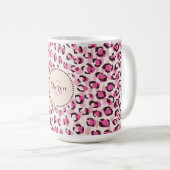 Modernes, schick rosa Geäthermuster-Monogramm Tasse (VorderseiteRechts)