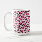 Modernes, schick rosa Geäthermuster-Monogramm Tasse (Links)