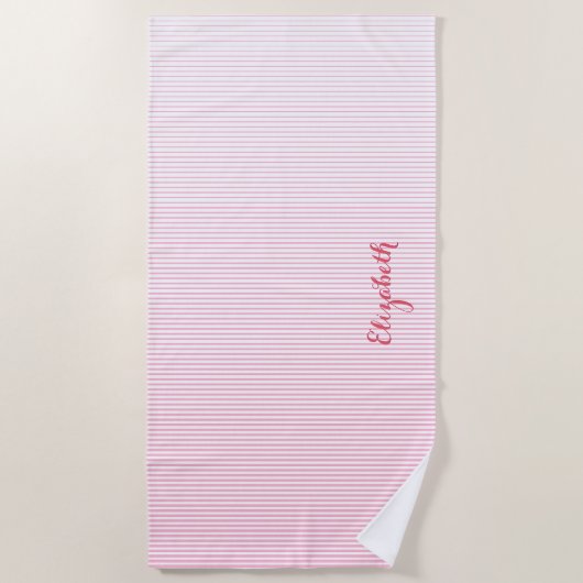 Modernes, schick rosa Mit Monogramm Schwimmbad Strandtuch (Vorderseite)