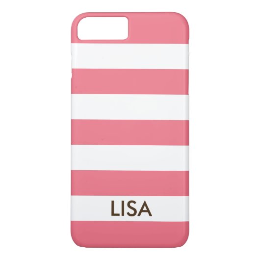 Modernes, schick rosa und weißes Streifen Goldenes Case-Mate iPhone Hülle (Rückseite)