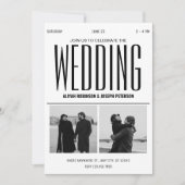 Modernes, schick-schwarz-weißes Hochzeitsfest-Foto Einladung (Vorderseite)