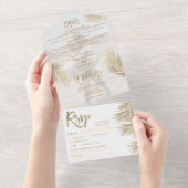 Modernes, schicke Goldpalme tropisches Foto All In One Einladung (Abreißen)