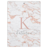 Modernes, schicke Marmormonographie Rose Gold Foil Klemmbrett (Rückseite)