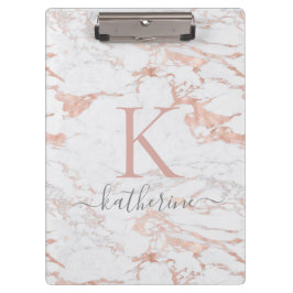 Modernes, schicke Marmormonographie Rose Gold Foil Klemmbrett