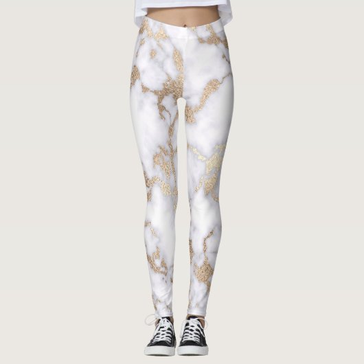 Modernes, schicke Muster aus weißem Goldfolie Leggings (Vorderseite)