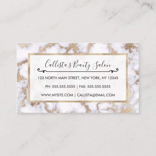 Modernes, schicke Muster aus weißem Goldfolie Treuekarte (Rückseite)