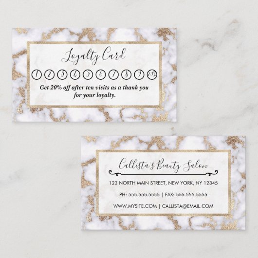 Modernes, schicke Muster aus weißem Goldfolie Treuekarte (Vorne/Hinten)