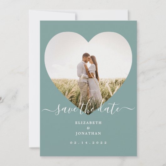 Modernes schicke rustikales Mint Green Wedding Pic Save The Date (Vorderseite)