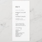 Modernes, schicke Schwarz-Weiß-Flach-Hochzeitsprog Programm (Vorderseite)