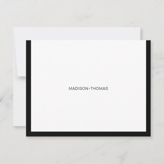 Modernes, schicke schwarze Border-Geschirr Mitteilungskarte (Vorderseite)