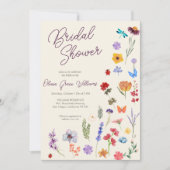 Modernes, schicke Wildblume Aquarell Brautparty Einladung (Vorderseite)