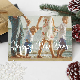 Modernes, schicker Happy New Year Foto Feiertagskarte