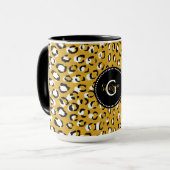 Modernes schickes GoldGeparddruck-Mustermonogramm Tasse (Vorderseite Links)