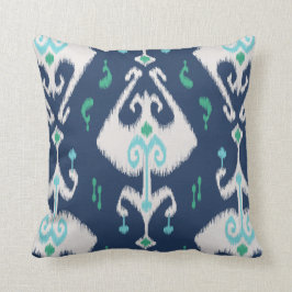 Modernes schickes Marineblau und -WEISS ikat Kissen