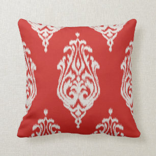 Modernes schickes rotes Damast ikat Kissen
