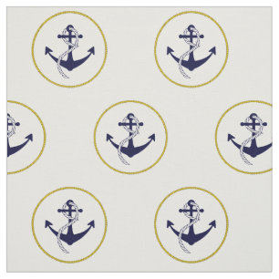 Modernes schickes Seeanker-Marine-Blau-weißes Gol Stoff