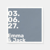 Modernes Schiefer Blau minimales vertikales Datum  Serviette (Vorderseite)