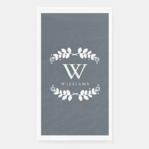 Modernes Schiefergrau Mit Monogramm Serviette