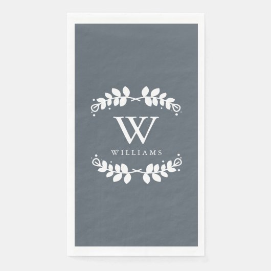 Modernes Schiefergrau Mit Monogramm Serviette (Vorderseite)