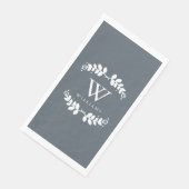 Modernes Schiefergrau Mit Monogramm Serviette (Ecke)