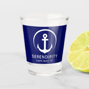 Modernes Schiff Anchor Nautical Navy Blau Schnapsglas