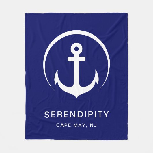 Modernes Schiff Anchor Navy Blue Fleecedecke (Vorderseite)