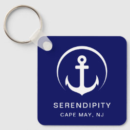 Modernes Schiff Anchor Navy Blue Schlüsselanhänger