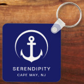 Modernes Schiff Anchor Navy Blue Schlüsselanhänger (Rückseite)