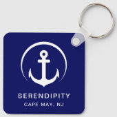 Modernes Schiff Anchor Navy Blue Schlüsselanhänger (Rückseite)
