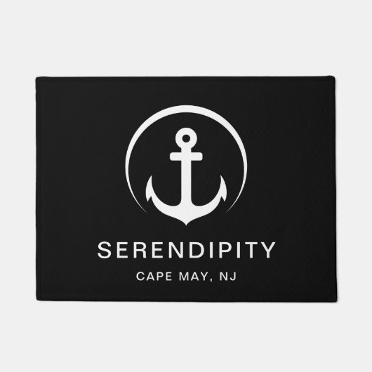 Modernes Schiff Nautical Anchor Schwarz Custom Fußmatte (Vorderseite)