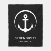 Modernes Schiff Nautical Anchor Schwarz Fleecedecke (Vorderseite)