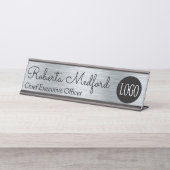 Modernes Schild mit Silver Look Logo-Schreibtisch (Vorderseite )