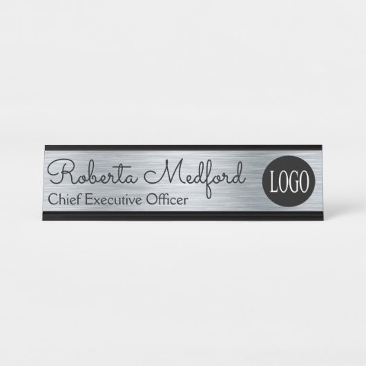 Modernes Schild mit Silver Look Logo-Schreibtisch (Vorderseite )