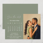 Modernes schläfengrünes Foto Save the Date Einladung (Vorne/Hinten)