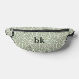 Modernes, schlängelgrünes Muster mit Monogramm Bauchtasche