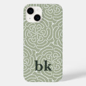 Modernes, schlängelgrünes Muster mit Monogramm Case-Mate iPhone Hülle (Rückseite)