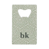 Modernes, schlängelgrünes Muster mit Monogramm Geldbeutel Flaschenöffner (Vorderseite)
