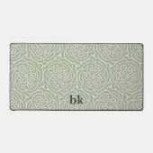 Modernes, schlängelgrünes Muster mit Monogramm Schreibtischunterlage (Vorderseite)