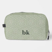 Modernes, schlängelgrünes Muster mit Monogramm Waschbeutel (Vorderseite)