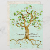 Modernes, schlanke Baumwurzeln aus dem Leaf Antiqu Einladung (Vorne/Hinten)