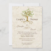 Modernes, schlanke Baumwurzeln aus dem Leaf Antiqu Einladung (Rückseite)