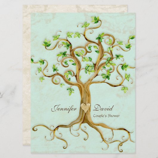 Modernes, schlanke Baumwurzeln aus dem Leaf Antiqu Einladung (Vorne/Hinten)