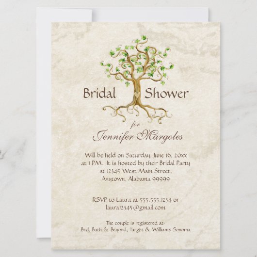 Modernes, schlanke Baumwurzeln aus dem Leaf Antiqu Einladung (Rückseite)