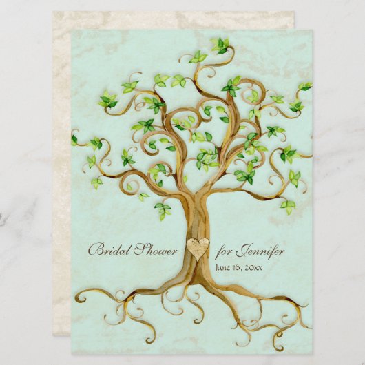 Modernes, schlanke Baumwurzeln aus dem Leaf Antiqu Einladung (Vorne/Hinten)