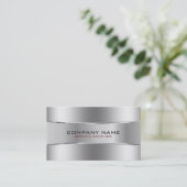 Modernes schlanke Silver Geometric Design Visitenkarte (Stehend Vorderseite)