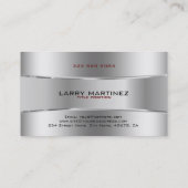 Modernes schlanke Silver Geometric Design Visitenkarte (Rückseite)