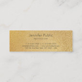 Modernes, schlankes Gold Foil Glamour Template Ele Mini Visitenkarte (Rückseite)