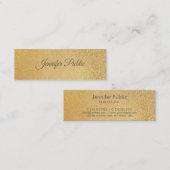 Modernes, schlankes Gold Foil Glamour Template Ele Mini Visitenkarte (Vorne/Hinten)