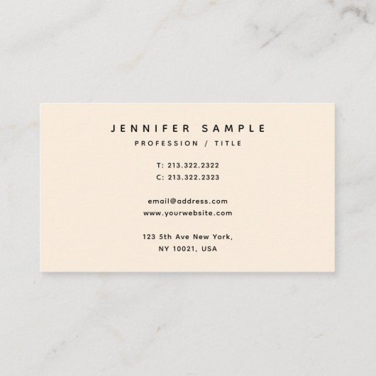 Modernes, schlankes Template Elegant Rosa Creme Fa Visitenkarte (Rückseite)