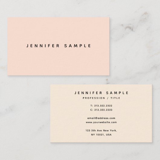 Modernes, schlankes Template Elegant Rosa Creme Fa Visitenkarte (Vorne/Hinten)